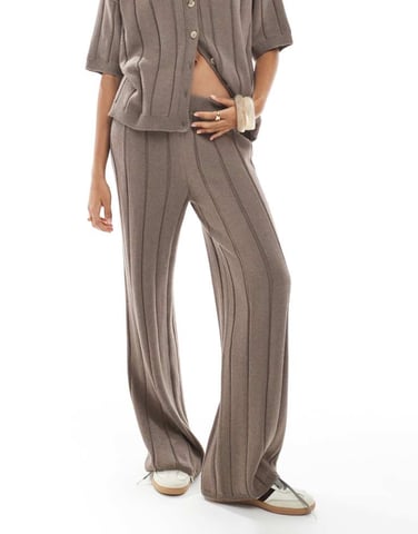 ASOS DESIGN knitted cotton trouser co-ord in mocha
