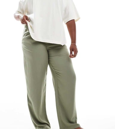 ASOS DESIGN Curve pull on trousers in olive