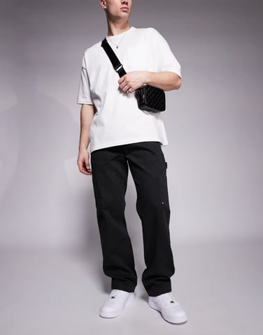 The Couture Club twill double patch trousers in washed black
