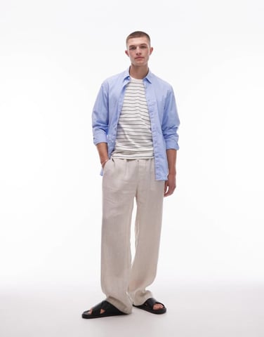ARKET linen drawstring relaxed trousers in beige