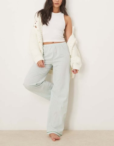Urban Threads Mix & Match woven trousers in green and blue stripe