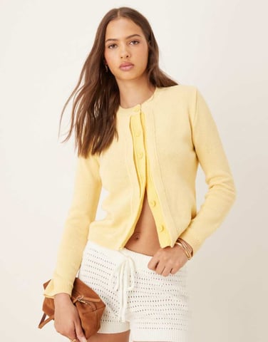 ASOS DESIGN kavaj med dubbel knappslå i citron