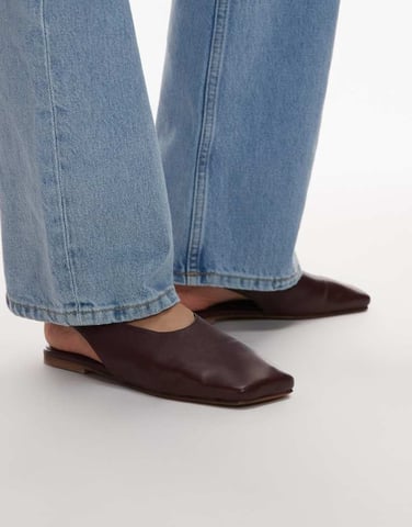 Topshop Brit leather slingback ballet in burgundy
