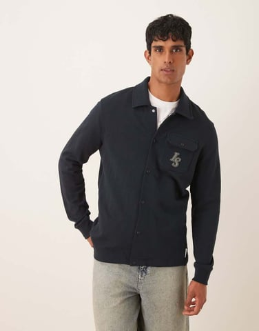 Lyle & Scott Emblem Loopback Overskjorta i marinblå