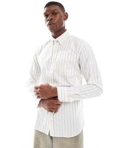 Jack & Jones oxford slim fit shirt with stripes in white