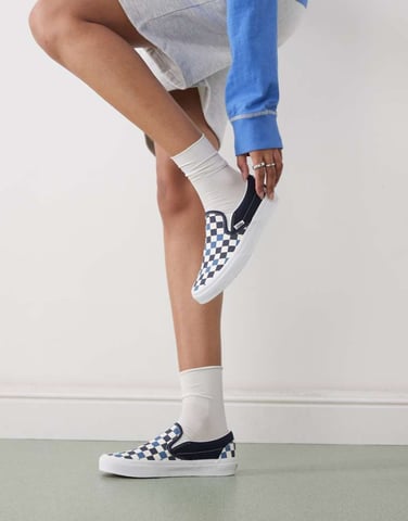 Vans Classic Slip-On colour theory checkerboard trainers in tri-tone navy