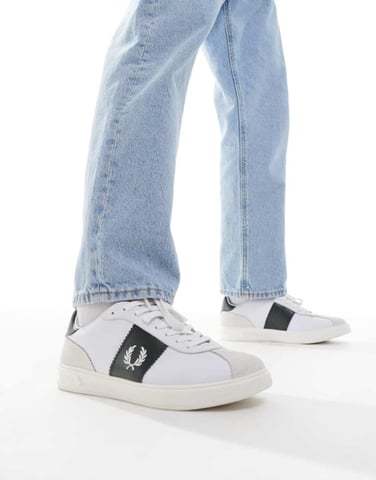 Fred Perry B4 leather and suede trainers in white