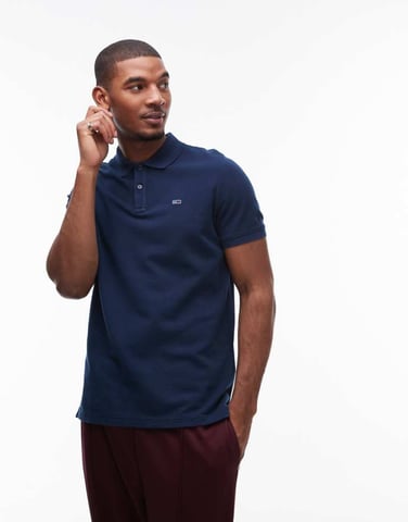 Tommy Jeans slim essential pikétröja i marinblått