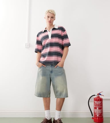 COLLUSION striped rugby polo t-shirt in multi