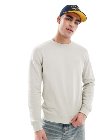 BOSS Orange Westart box logo relaxed fit sweatshirt in beige
