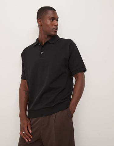 ARKET texturerad heavyweight jersey polo i svart