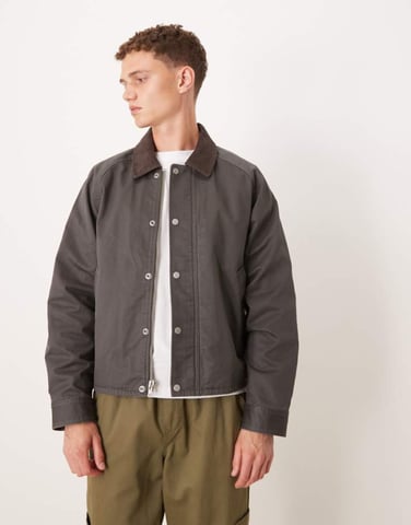 Abercrombie & Fitch lightweight cropped barn jacket in navy