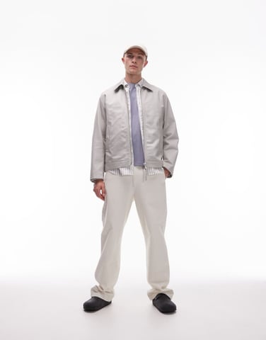 ARKET zip front minimal workwear jacket with collar in mole