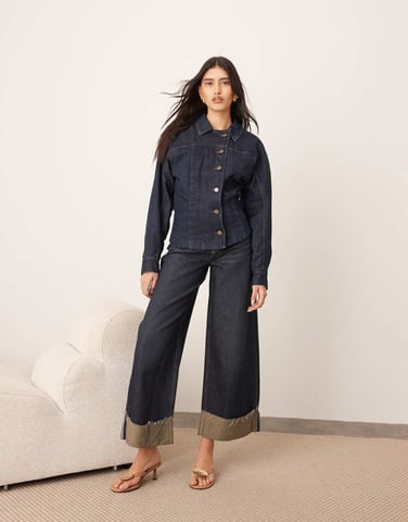 ARRANGE denim sculpted jacket with button detail in indigo