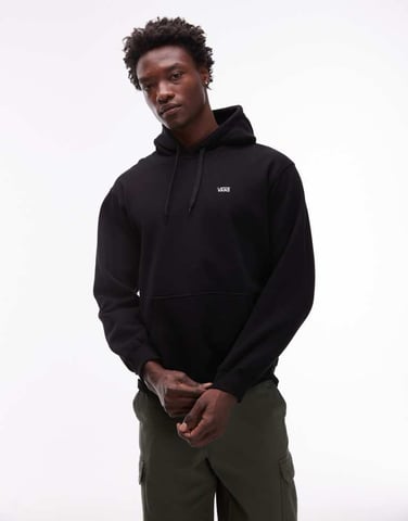 Vans left chest logo loose fit hoodie in black