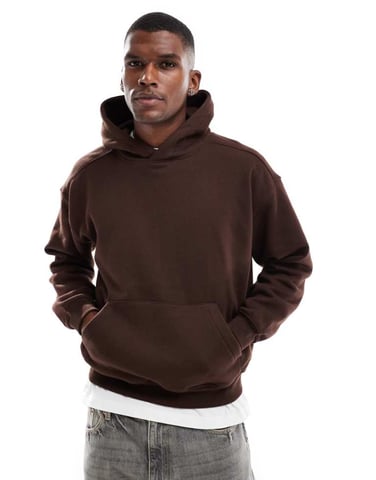 Cotton On boxig passform sweatshirt med huva i mörk ek