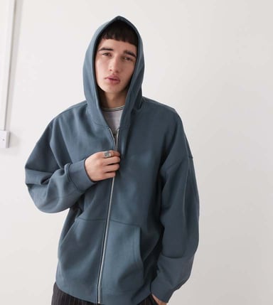 COLLUSION boxig zip-up hoodie i kolgrå