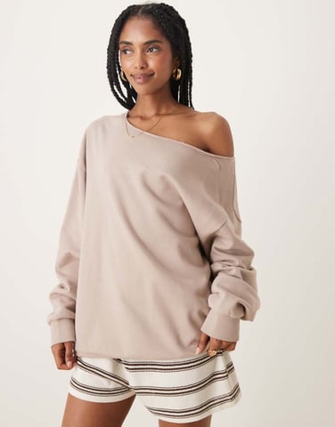 ASOS DESIGN oversized avskjuten sweatshirt i mink