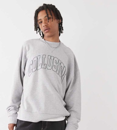 COLLUSION Varsity printed sweat in grey marl