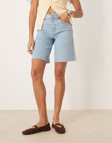 ASOS DESIGN light wash denim jort with raw hem