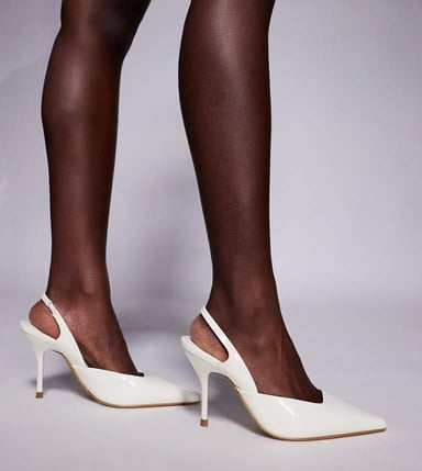 Simmi London Wide Fit Darcia pointed slingback heeled shoes in butter yellow