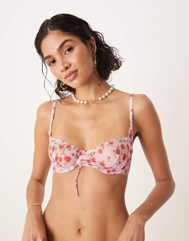 For Love & Lemons Lottie underwire bra co-ord in pink floral