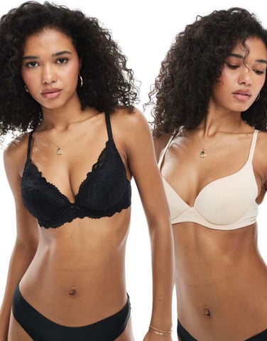 Dorina Angie 2-pack spetsbehå i svart och beige