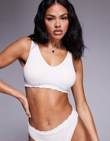Boux Avenue scallop ribbed bralette in stone