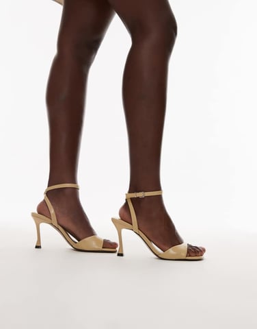 Topshop Giula high heeled two part sandal in buttermilk