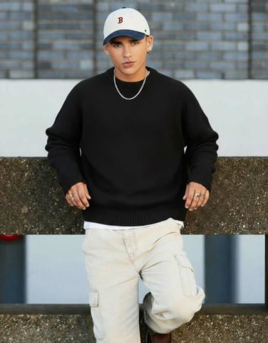 ASOS DESIGN super oversized boxy fit knitted crew neck jumper in black