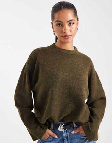 ASOS DESIGN relaxed crew neck jumper in olive