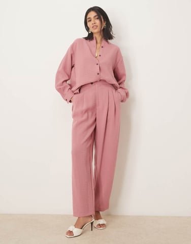 ASOS DESIGN tab detail tapered trousers co-ord in dusty pink