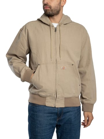 Dickies Unlined Canvas Hooded Bomber Jacket, Beige