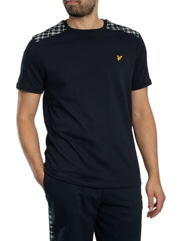 Lyle & Scott Check Panelled T-Shirt, Blue