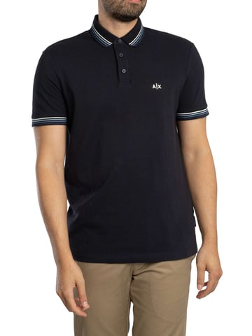 Armani Exchange Slim Fit Stripe Collar Polo Shirt, Blue