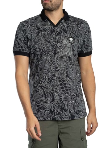 Pretty Green Resonance Linear Polo Shirt, Black