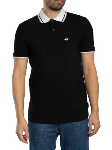 Armani Exchange Slim Fit Contrast Collar Polo Shirt, Black