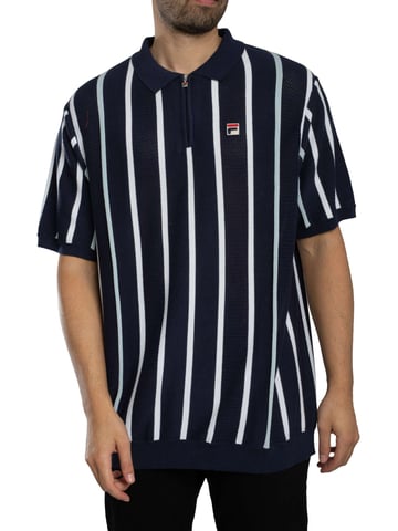Fila Giorgio Patchwork Knitted Polo Shirt, Blue