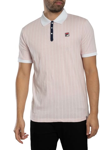 Fila Classic Vintage Striped Polo Shirt, Pink