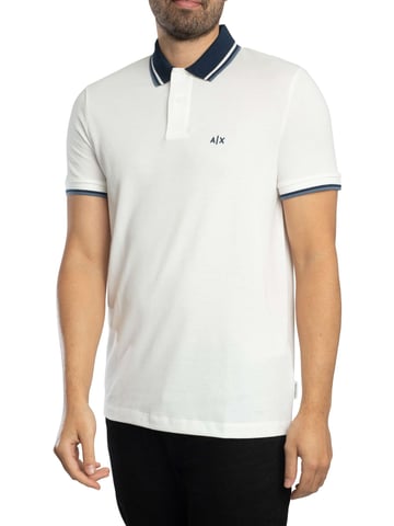 Armani Exchange Slim fit Contrast Collar Polo Shirt, White