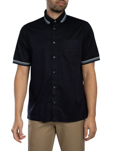 Armani Exchange Logo Chest Pocket Short Sleeved Shirt, Blue