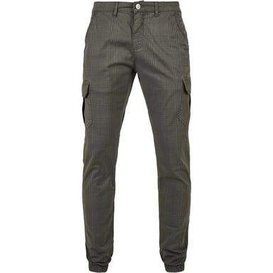 Urban Classics Heren Glencheck Cargo Joggingbroek met all-over print (Donkergrijs)