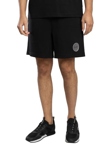 EA7 Badge Logo Sweat Shorts, Black