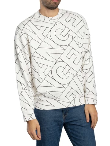 Armani Exchange Diagonal Lettering Sweatshirt, White