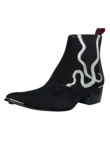 Jeffery West Snake Crell Chelsea Boots, Black