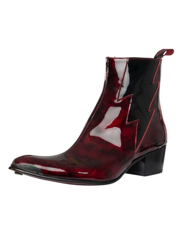Jeffery West Lightning Zip Leather Chelsea Boots, Red