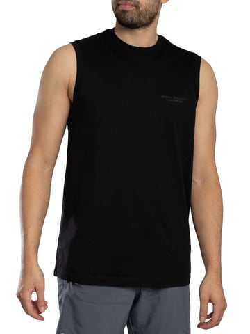 Armani Exchange Relaxed Fit Chest Logo Tank Top, Black