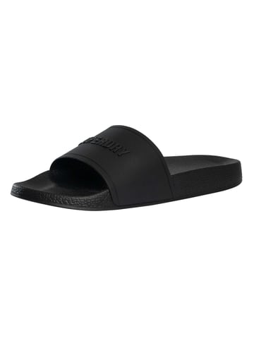 Superdry Premium Graphic Pool Sliders, Black