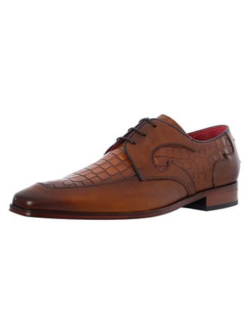 Jeffery West Croco Leather Derby Shoes, Brown
