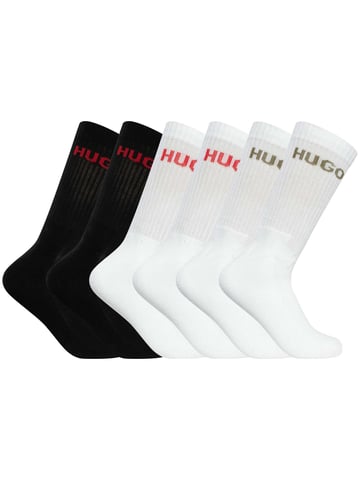 HUGO 6 Pack Logo Quarter Socks, Multicoloured